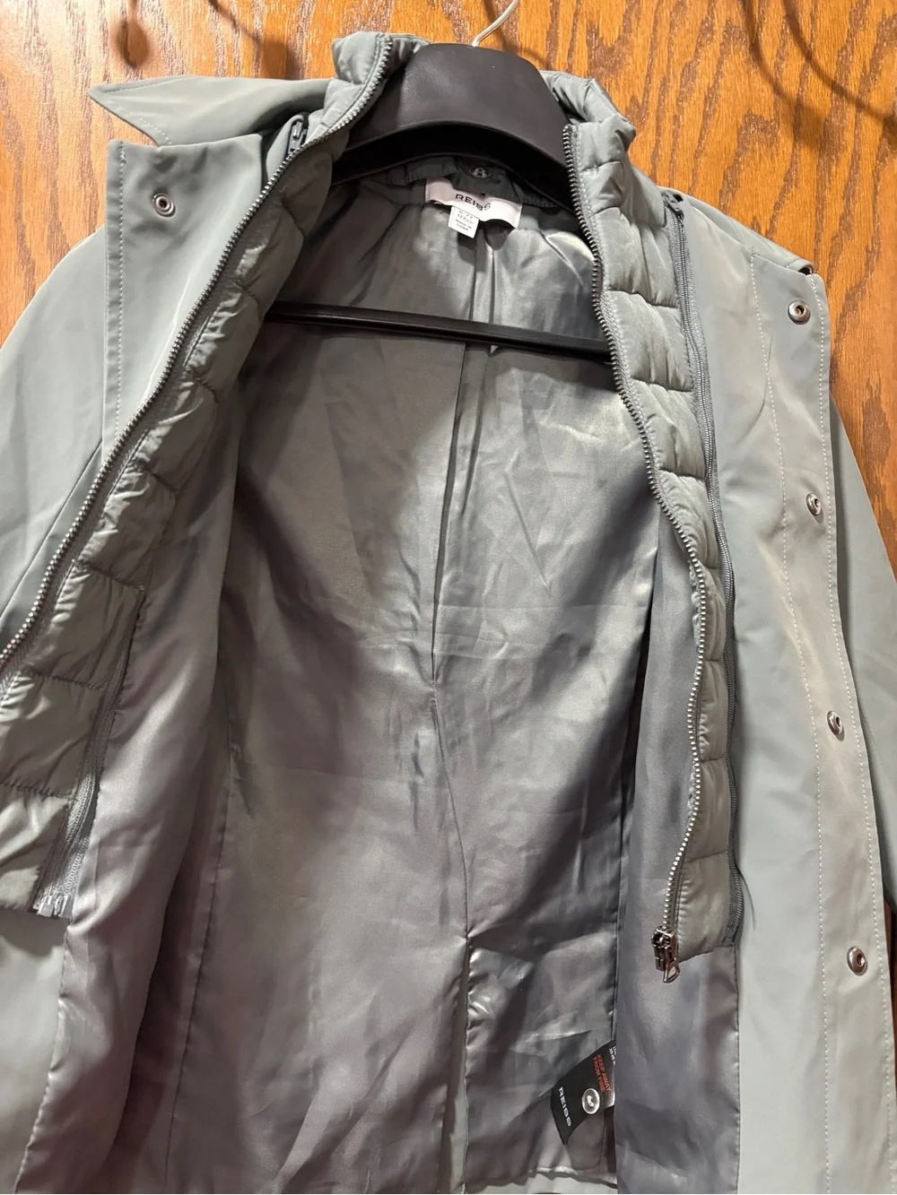 Reiss Sage Green Logan 6-7 yrs Gabardine Coat Removable Gilet Hybrid Funnel $175